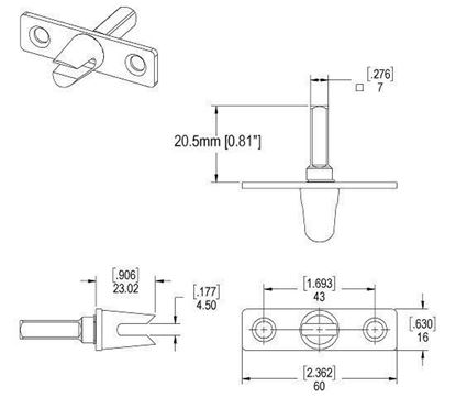 Picture of Pozzi Casement Connector for French Casement Handle PC114